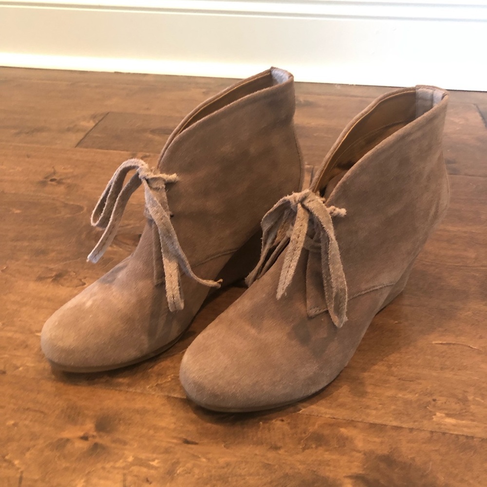 Dolce Vita Tan Lace-up Suede Booties